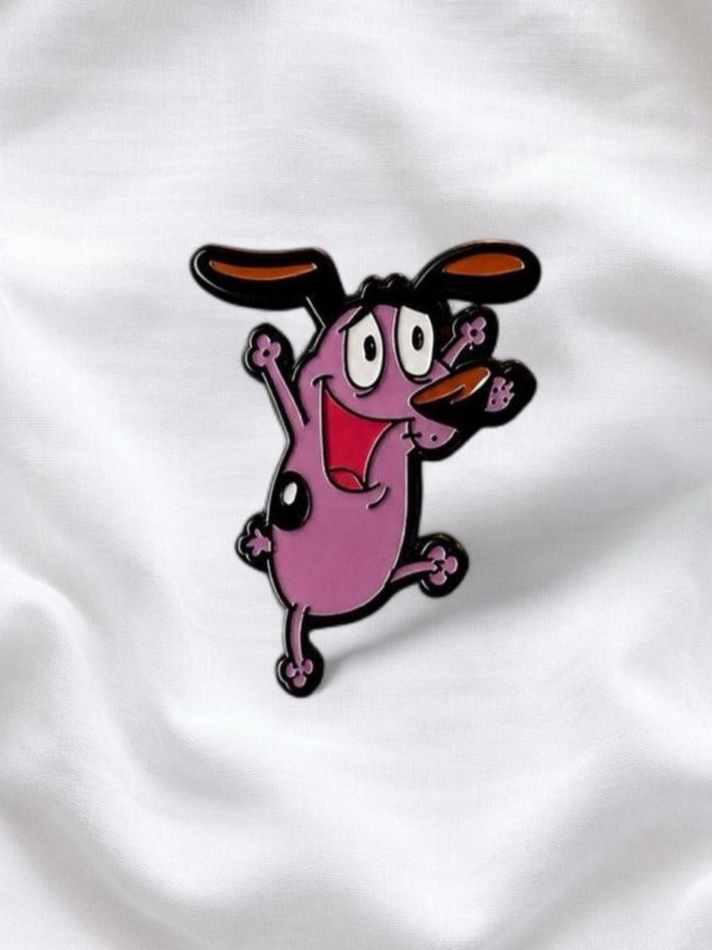 Pink Courage the Cowardly Dog Enamel Pin - Cartoon Pet Accessory